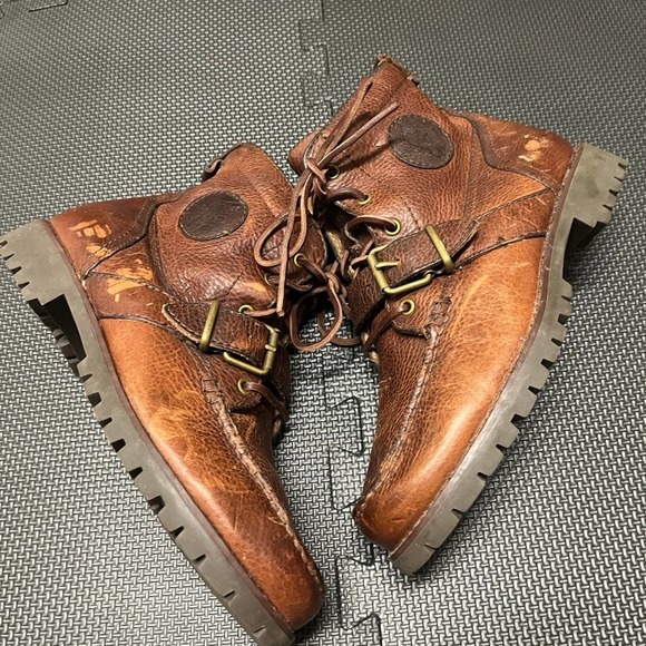 Polo Ralph‎ Lauren Redmond Roger Field Leather Boot Brown Men's sz 7 - Picture 4 of 7